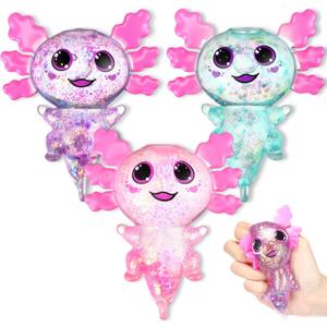 12 Pcs Axolotl Party Favors Stress Fidget Toy for Kids Sensory Stress Relief Squeeze Toys for Operation Christmas Classroom Exchange Prizes Party Supplies