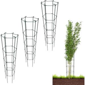 PVC Green Hexagon Folding Tomato Cage Climbing Plant Support Tower Vegetable Stake Trellis 46 Inch Height 3Pack