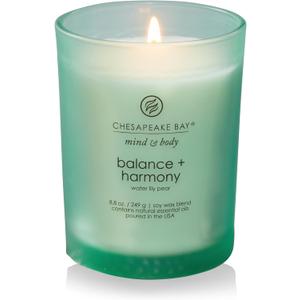 Chesapeake Bay Balance + Harmony Scented Candle Water Lily Pear Fragrance 50 Hours Burn Time Warm & Decorative Soy Wax Blend (Medium Jar)