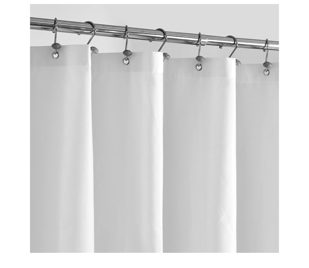 ALYVIA SPRING Stall Fabric Shower Curtain Liner Waterproof - 54" x 78", Soft & Lightweight Long Stall Size Shower Curtain with Magnets, Machine Washable - 54x78, White