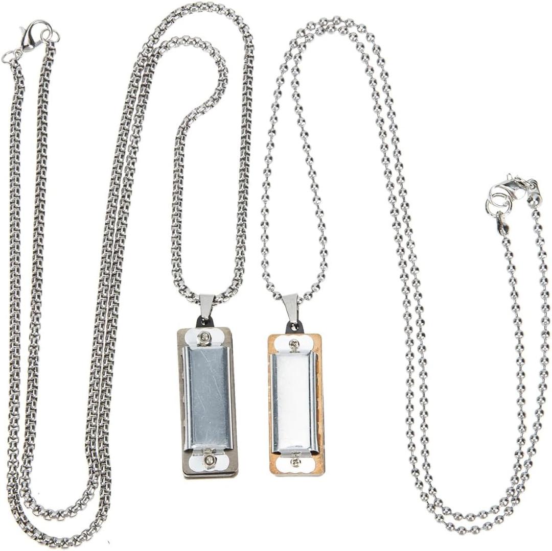 Mini Harmonica Necklace - Adorable Mini Harmonica Necklace Music Party Favor, 6 Pcs Portable Wind Instruments