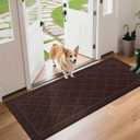 BEQHAUSE Dirt Trapper Door Mat 24" x 60", Doormat Non-Slip Entryway Rugs Washable, Dog Door Mat Stain Resistant and Absorbent Welcome Floor Mat for Front Back Door, Mud Wet Shoes & Paws, Brown
