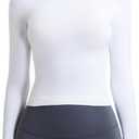 RUNNING GIRL Long Sleeve Yoga Shirts for Women, Soft Fitted Seamless Stretchy Casual Crew Neck Athletic Basic Shirt (S)