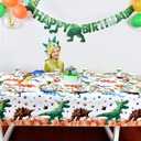 WERNNSAI 1PCS Dinosaur Tablecloth - Dinosaur Birthday Decorations Three Rex Party Table Cloth Dino Table Cover for Kids Boys Baby Shower Birthday Party Supplies 54'' x 108''