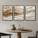 Wall Decor for Living Room Large Wall Art, 3 Piece Wall Art Crystal Porcelain Abstract Wall Art Framed, Modern Wall Decor Artwork for Hallway Bedroom Office Dining Room 20x30 In