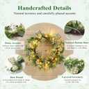 6ft Spring Garland Decorations, 2-in-1 SpringGarland-to-Wreath for Mantel, Fireplace with 18 Pastel Eggs, LED Lights and Storage Bag, Spring Decor for Front Door, Window, Table, Entryway