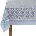 Ridhi Steel Blue 60x90 Inches Rectangle 100% Cotton Hand Block Print Tablecloth Washable Halloween Thanksgiving/Christmas Parties/Wedding Use,Fall décor Farmhouse Dining Dinner Tablecloth