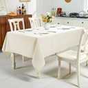 IVAPUPU Textured Linen Table Cloth for Rectangle Table - Ivory Tablecloths Rectangular Waterproof Wrinkle Free Wipeable Dining Cover for Spring Wedding Birthday Kitchen Decor, 60 x 120 Inch