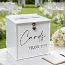 White Acrylic Card Box with Lock & Slot, Elegant Wedding Card Boxes for Reception Money Envelope Cash Gift, Stylish Cards Box for Party Graduation Bridal Baby Shower Birthday Table Decor