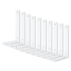 White Heavy Duty Shelf Brackets 10 Inch, 10 Pack Floating Shelf Brackets, L Wall Shelf Bracket for DIY Decorative with Mounting Hardware, L 10" x H 6" x W1.5"