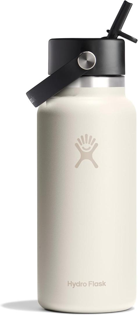 Hydro Flask 32 Oz Wide Flex Straw Cap Bottle - Insulated Stainless Steel - Wide Straw Lid, Non Spill, Leakproof in Ivory