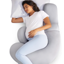 Momcozy Cooling Pregnancy Pillow,Original F Shaped Maternity Pillow for Pregnant Women with Adjustable Wedge Pillow, Full Body Support Pregnancy Pillows for Side Sleeping with Velvet Cover, Light Grey