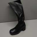 Ankis Knee High Boots Platform Boots for Women Chunky Heel Side Zipper Long GOGO Boots (6.5, Black Pu)