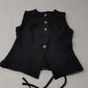 MakeMeChic Women's Vest Top Crew Neck Button Down Casual Blazer Vests Sleeveless Work Office Tops (Black) XS