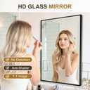 Rectangular Bathroom Mirror, 30"x20" Black Metal Framed Vanity Mirror, HD Shatterproof Wall Mirror, Horizontal or Vertical Hanging, Easy Installation for Bathroom, Bedroom, Living Room, Entryway