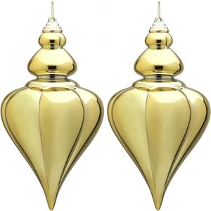 2 Pcs 9" Large Shatterproof Finial Drop Ornaments - Champagne Big Ornaments for Christmas Tree Decorations