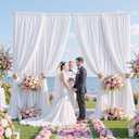 10 Panels 5x14ft White Backdrop Curtains for Parties, Wrinkle Free Polyester White Photo Backdrop Drapes 14 ft Long Back Drop Cloth for Wedding Birthday Photography Background Party