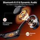 Bone Conduction Headphones, Open Ear Sports Headphones, Wireless Headset with Mic, Bluetooth 6.0, 10H Playtime, IPX5 Sweatproof, Lightweight Secure Fit for Running, Cycling, Gym, Black