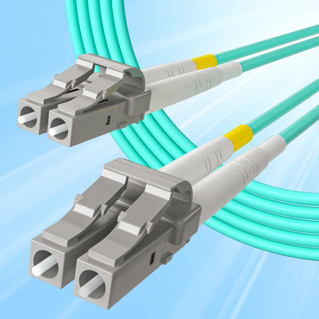 10Gtek Fiber Patch Cable - LC to LC OM3 10Gb/Gigabit Multi-Mode Jumper Duplex 50/125m LSZH Fiber Optic Cord for SFP Transceiver, Aqua, 50-Meter(164.0ft), 2-Pack