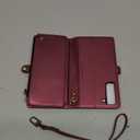 Defencase Compatible with Galaxy S21 FE 5G Case Wallet with RFID Blocking Card Holder for Women Men, PU Leather Magnetic Snap Flip Zipper Strap Phone Case Fit for Samsung Galaxy S21 FE 5G, Wine Red