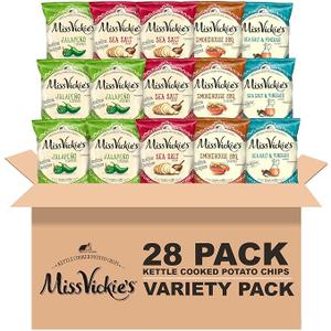 Miss Vickie's Kettle Cooked Potato Chips, Variety Pack, 1.375 Ounce (Pack of 28); BB Sept 2025