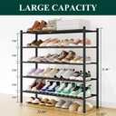 Smiry Long Bamboo Shoe Rack, 5 Tier Free Standing Wooden Shoe Organizer, Stackable Wood Shoe Storage Shelf for Closet, Entryway, 12 Vertical Slats, 2+2+1 Stack Standard Legs, 33.7"x11"x32.5", Black
