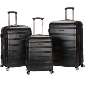 Rockland Melbourne Hardside Expandable Luggage with Spinner Wheels, Black, 3-Piece Set (20/24/28)
