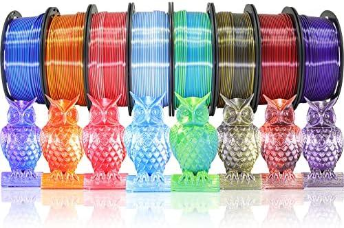 DO3D Silk PLA 2 Color in 1 Coextrusion 3D Printer Filament Bundle: White/ Red, White/ Blue, Blue/ Purple, Lime Green/ Blue, Red/ Gold, Red/ Black, Gold/ Black, Purple/ Black, 2Kg Dual Color Silk PLA, 250g x 8