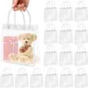 Okxiri 15 PCS Clear PVC Gift Bags with Handles,Small Reusable Plastic Party Favor Bags, Transparent Goodie Bags for Wedding,Baby Shower, Birthday (6.1" x 6.1" x 2.7")