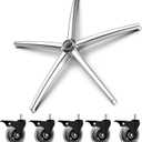 3300lb Heavy-Duty Chair Base Kit - 5 Brake Casters, Reinforced Alloy Legs & Universal Gas Cylinder, Office Chair Replacement Parts for Rolling Chairs with Wheels (black & silver)