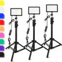 3 Packs 70 LED Video Light with Adjustable Tripod Stand/Color Filters, Obeamiu 5600K USB Studio Lighting Kit for Tablet/Low Angle Shooting, Collection Portrait YouTube Photography