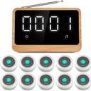 Wireless Call Light System with Call Buttons for Elderly at Home Bell for Clinic, Seniors, Assisted Living, Emergency, Wellness Center, Hospital Restaurant, Maple Wood (CRU + 10 Call Buttons White)