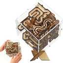 NOELKING 3D Wooden Puzzle Marble Maze, Brain Teaser Puzzle Maze Ball Game for Kids & Adults, Challenging Wood Labyrinth 3D Puzzle Toy, Wood Craft Kit for Home Office Decor, Gift for Kids Teen Adults