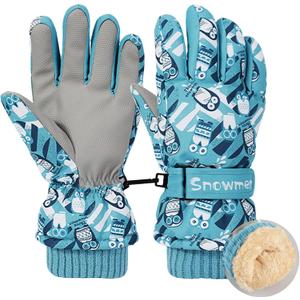 ALANGDUO Waterproof & Extra Warm Kids Winter Snow Gloves, Thickened Windproof Ski Snowboarding Gloves for Cold Weather Boys Girls