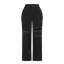 THUNDER STAR Womens High Waisted Wide Leg Jeans Stretchy Distressed Denim Pants (Black, M)