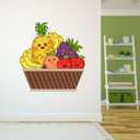 Wall Decal Beautiful Home Wall Sticker Smiling and Winking Fruits in Basket Removable - Size: 18 in(W) x 20 in(H) (Multi)