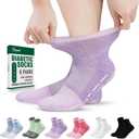 Bulinlulu Bamboo Viscose Diabetic Socks with Grippers for Men Women -6 Pairs Non Binding Ankle Slipper Socks, Size 9-11(Bright-Medium)