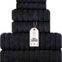 Classic Turkish Towels CTT Luxury 6 Piece Towel Set, 100% Turkish Cotton, Quick Drying, Highly Absorbent & Comfy, Includes 2 Bath Towels, 2 Hand Towels & 2 Washcloths | (Black)