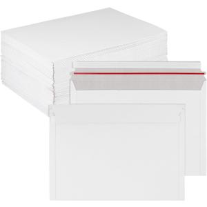 100 Pack A4 Stay Flat Rigid Mailers, 9 x 12 Inch Self Seal White Cardboard Envelopes for Shipping Photos, Documents, Collectibles, 300gsm