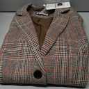 ELLEVEN Women's Lapel Collar Plaid 2 Button Boyfriend Blazer Suit Houndstooth Work Office Blazer Jacket S