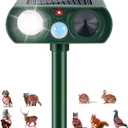 Upgraded Solar Ultrasonic Animal Outdoor, Deer Repellent Devices Motion Detection, Waterproof Cat Squirrel Mouse Raccoon Dog Deterrent with LED Flash Lights for Yard Garden-1PACK