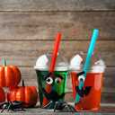 Lallisa 100 Sets Clear Plastic Cups with Dome Lids and Colorful Straws, Disposable Slushie Smoothie Cups PET Beverage for Party Iced Coffee Cold Drinks Juice Milkshake Fruit Tea Dessert(16 oz)