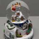 Musical Rotating Santa Claus Flying Over Village,Automatic Snowfall,Train, Christmas Snow Globe Music Box Gifts, for Women Wife Mom Girlfriend Daughter, Xmas Present,Plays 48 Classic Christmas Carols