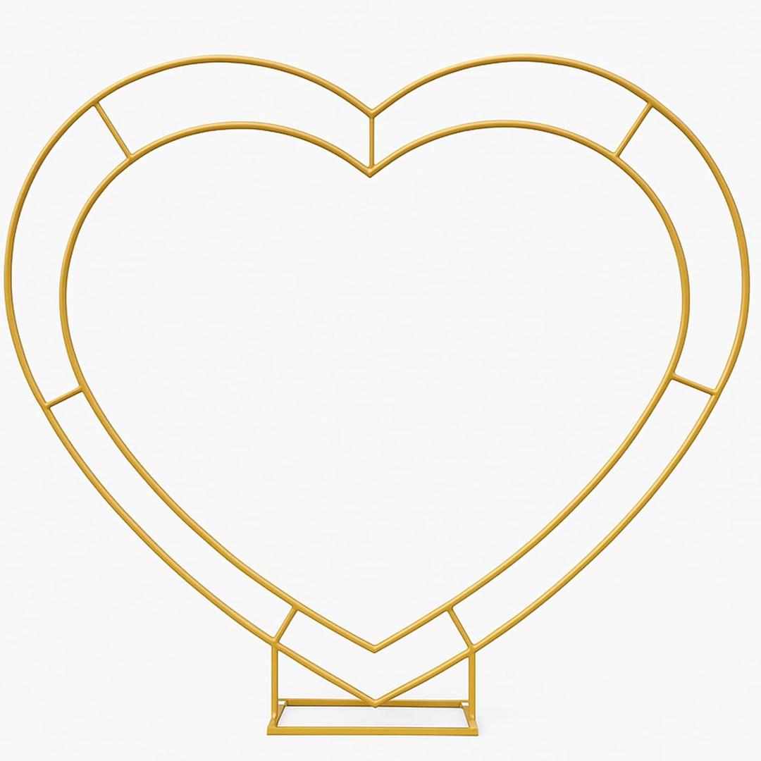 Heart Shaped Balloon Arch Stand for Proposal, 6.7FT Large Metal Heart Arch Frame for Wedding Backdrop, Love Flower Arch Decor for Engagement Party Display (Gold)