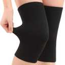 JUMISEE (One Pair Cotton Knee Sleeves for Knee Support, Circulation Improvement & Pain Relief Compression Knee Brace (Medium, Black)