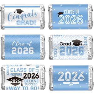 Outus 90 Pcs Graduation 2026 Decoration Label Sticker - Congrats Grad Mini Candy Bar Wrapper Class of 2026 Party Supplies for High School College Nursing Grad, Candy Not Included (Light Blue)