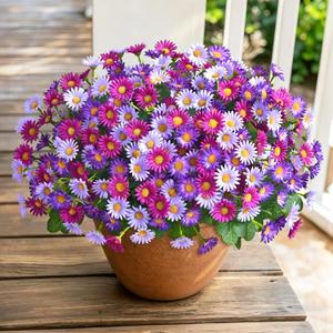 Realistic Artificial Flowers for Outdoors, 12 Bundles Full Daisy UV Resistant Artificial Outdoor Flowers, Faux Flowers for Outdoor Planters, Outdoor Fake Plants for Summer Front Door Yard Garden Home