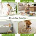 Delma Wood Plant Stands Indoor, 5-Pack Single Plant Stand for 6-12 Inch Pots, Mid-Century Modern Plant Stool, Tall Plant Stand for Large Plants for Living Room, Balcony, Office (Light Brown, 5-Pack)