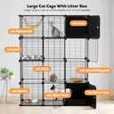 PAWING Cat Enclosure Indoor with Litter Box, 4-Tier Metal Wire Cat Cage, DIY Detachable Design for Cats, Kittens & Small Animals, Multi-Level Kennel