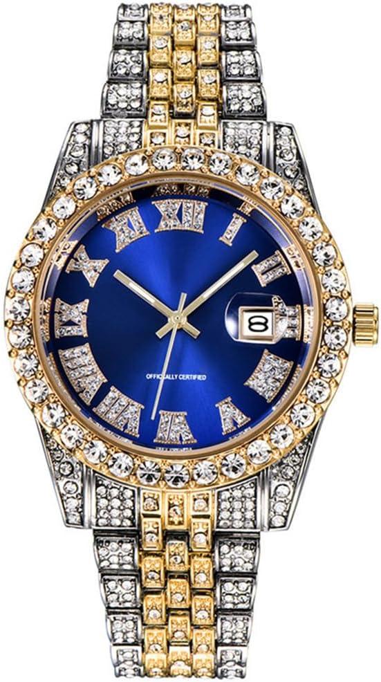 Hip Hop Watches for Men Iced-Out Bling Diamond Luxury Quartz Watches with Date